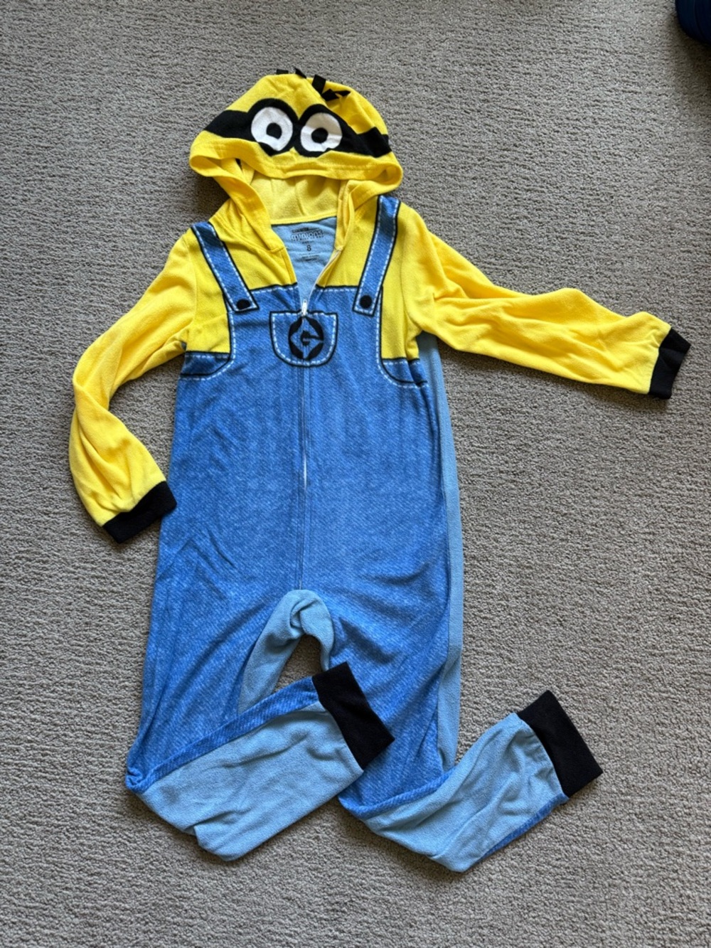 Kids Minion-Inspired Hooded One-Piece Pajamas - Yellow & Blue